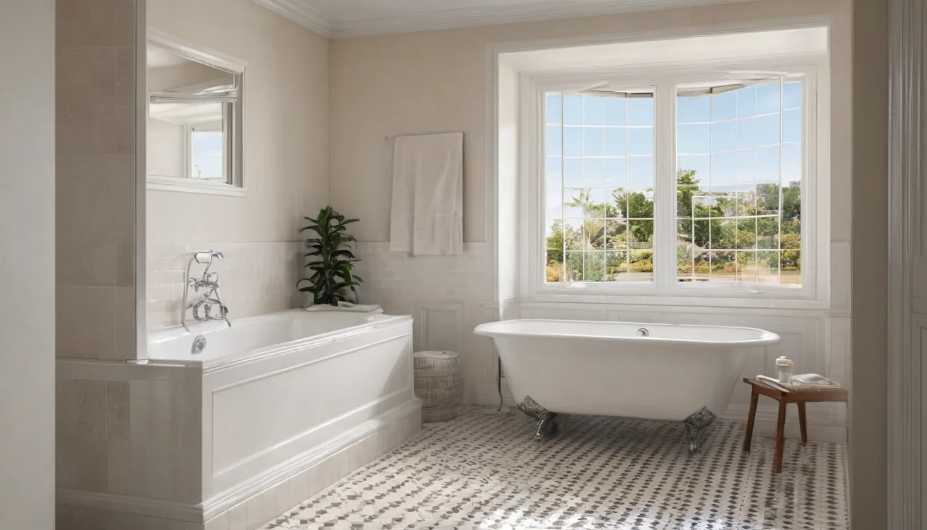 A smiling older homeowner stepping into a walk-in tub in a bright bathroom in the Canonsburg area